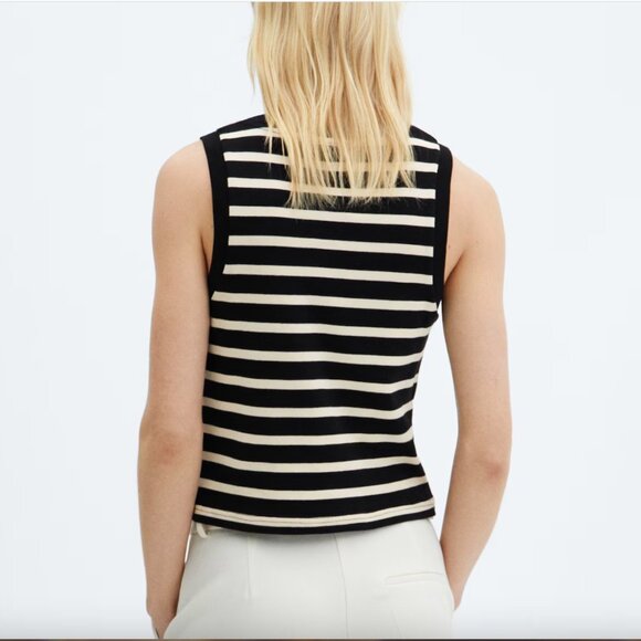 MANGO Striped Cotton Knit Tank - Picture 3 of 13